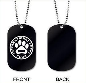 Laser Engraved International Puppy Club Military Dog Tag w/ 24" ball Chain